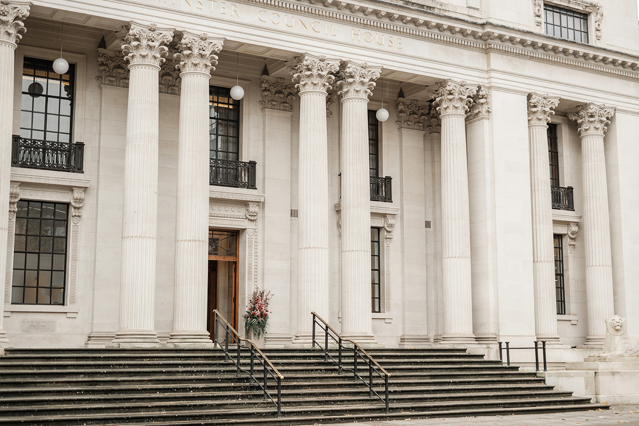 The columned entrance of The Old Marylebone Town Hall